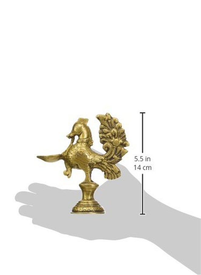 Purpledip Unique Pure Brass Peacock with Deepak, Deepam Kuthu Vilakku Indian Religious Gift Ideas (10514) - Image 3